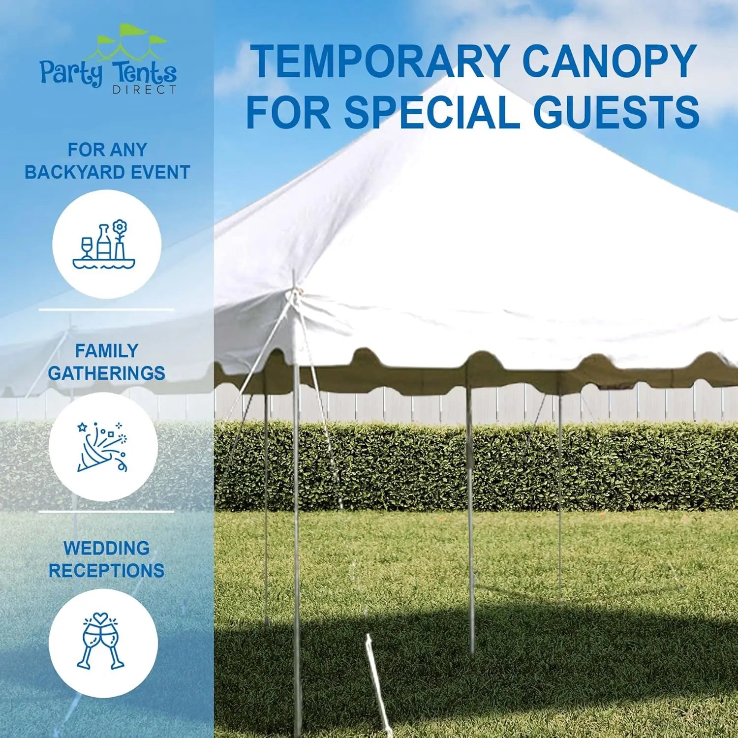 20’ x 20’ Weekender Canopy Pole Tent, Indoor and Outdoor Heavy Duty Easy Up, 80 Person Capacity Tent for Parties,, Customized