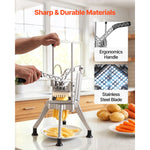 SucceBuy French Fry Cutter with 4 Replacement Blades 1/2" 3/8" 1/4" Blade Easy Dicer Chopper and 6-wedge Apple Corer for Kitchen