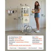 Load image into Gallery viewer, Amocart Popcorn Machine with Cart Stainless Steel Kettle Popcorn Maker with 2-Button Control Glass Wall PC Door 1 Scoop 3 Spoon
