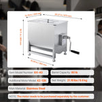 SucceBuy 10 20 30 40L Manual Meat Mixer Fixed Tank Meat Processing Equipment Sausage Mixer Machine with Lid Handle Gear Reducer