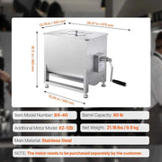 Load image into Gallery viewer, SucceBuy 10 20 30 40L Manual Meat Mixer Fixed Tank Meat Processing Equipment Sausage Mixer Machine with Lid Handle Gear Reducer - AMOCART
