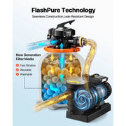 Load image into Gallery viewer, Amocart 12/14/16in FlashPure Sand Filter Pump with Timer for Above Ground Pool 0.5/0.75/1 HP 3000/3500/4400 GPH Media Installed
