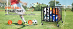 Amocart Rolling Sports Ball Storage Cart Sport Equipment for Indoor Outdoor Steel Storage Rack for Garages Gym and Schools