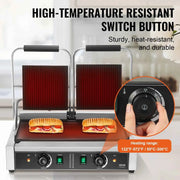 Load image into Gallery viewer, Amocart Commercial Panini Grill 3600W Electric Sandwich Panini Maker with Temp Control And 19"x9" for Hamburger Steak Bacon

