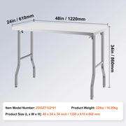 Bild in Galerie-Viewer laden, Amocart Folding Commercial Prep Table Commercial Worktable Workstation with Undershelf Folding Table for Home Kitchen
