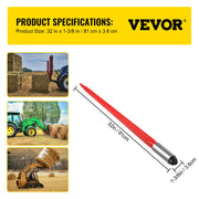 Bild in Galerie-Viewer laden, SucceBuy Hay Spear Bale Spear Capacity Spike Quick Attach Square Hay Red Coated Forks Hex Nut  Sleeve for Bucket Tractor Loader
