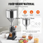 Amocart A03 5-50ml/5-100ml Manual Liquid Filling Machine Paste Bottle Filler Adjustable with Hopper for Juice Shampoo Honey