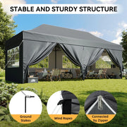 Charger l'image dans la visionneuse de galerie, Aoxun 10x20FT Pop Up Gazebo Heavy Duty Instant Canopy Tent with Sides Waterproof Outdoor Shelter for Garden Party BBQ with Wheeled Bag
