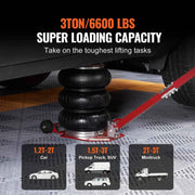 Load image into Gallery viewer, SucceBuy Pneumatic Jack 3 Ton/5 Ton Triple Bag Air Jack Quick Lift Heavy Duty Car Repair Jacks Folding Rod Jacks with Two Wheels
