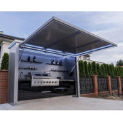 Charger l'image dans la visionneuse de galerie, Pod de cuisine extérieur de jardin/terrasse noir/gris personnalisé avec porte, étanche, en acier inoxydable 304, avec abri de jardin
