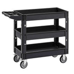 Amocart 2/3 Shelf Utility Service Cart Dolly with 360° Swivel Wheels Ergonomic Storage Handle for Warehouse/Garage/Cleaning