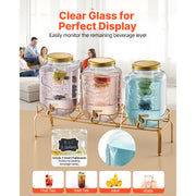 Load image into Gallery viewer, SucceBuy Beverage Dispenser Drink Dispensers for Parties, Glass Juice Dispenser with Metal Stand Lemonade Juice Water Dispensers - AMOCART
