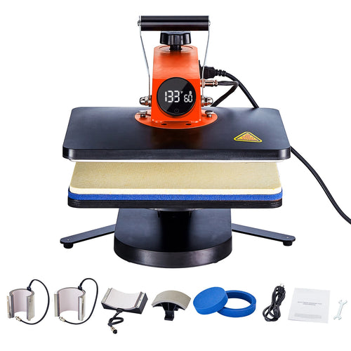 SucceBuy 5/6 in 1Heat Press Machine 12 x 15inches Fast Heating 360 Swing Away Digital Sublimation Transfer T-Shirt Vinyl Printer