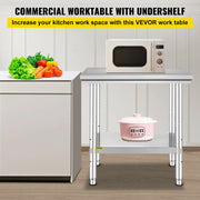 Load image into Gallery viewer, SucceBuy Stainless Steel Kitchen Work Bench Commercial Catering Table Worktable w/Undershelf 330LBS 286LBS for Restaurant Garage
