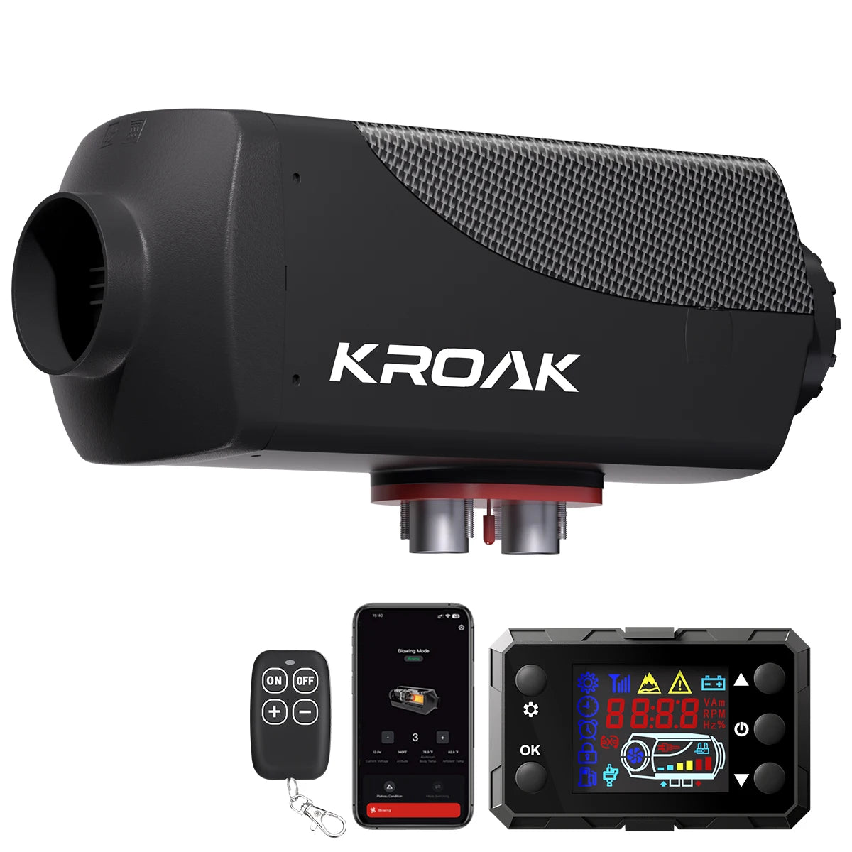 KROAK 8KW 12V Air Diesel Parking Heater Car Heater With Remote Control LCD Monitor For RV Motorhome Trailer Trucks Boats Amocart