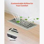 Amocart 4 x 10 Inch Floor Registers Vent Grilles  HVAC Heavy-Duty Walkable Iron Floor Vents with Metal Damper for Home & Office