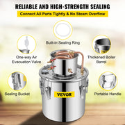 Load image into Gallery viewer, SucceBuy Moonshine Still 9.6Gallon 38L Stainless Steel Water Alcohol Distiller Copper Tube Home Brewing Kit Build-in Thermometer - AMOCART

