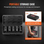 Amocart Lug Nut Impact Socket Set 1/2 in Drive Metric SAE 6-Point Flip Socket Set 4 Total Lug Nut Sizes CR-MO Wheel Socket Set