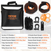 Bild in Galerie-Viewer laden, Amocart Off-Road Winch Recovery Kit with 30000Lbs Tow Straps &amp; D-Ring Shackles Snatch Block Storage Bag for ATV Jeep Truck
