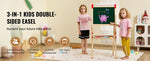Amocart Children Magnetic Drawing Board Wooden Double-Sided Kid's Art Easel with Whiteboard Chalkboard for Girls Gifts Toys