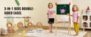 Bild in Galerie-Viewer laden, SucceBuy Children Magnetic Drawing Board Wooden Double-Sided Kid's Art Easel with Whiteboard Chalkboard for Girls Gifts Toys
