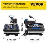 Amocart Heat Press Machine 12 x 15 /15x15 Inches Fast Heating 360 Swing Away Digital Sublimation T-shirt Vinyl Transfer Printer