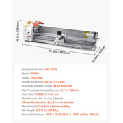 Charger l'image dans la visionneuse de galerie, Amocart 8.7 x 39 in Bench Power Metal Lathe Automatic Feed Variable Speed 1250W Brushless Motor for Processing Precision Parts
