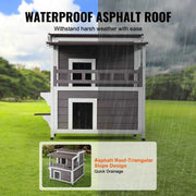 Load image into Gallery viewer, Amocart Outdoor Cat House Weatherproof Feral Cat Shelter 2-story Large Outdoor Wooden Cat House with Balcony Door and Open Roof
