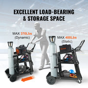 Load image into Gallery viewer, SucceBuy Welding Cart 3-Tier Welder Cart with Swivel Wheels Safety Chains Rolling Tank Storage for Plasma Cutter Welding Machine - AMOCART
