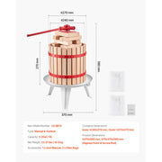 Load image into Gallery viewer, 6L 12L Fruit Wine Press Solid Wood Basket with 8 Blocks Heavy Duty Manual Juice Maker Cider Apple Grape Making Press

