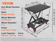Load image into Gallery viewer, SucceBuy 330/500lbs Hydraulic Lift Table Cart Manual Single Scissor Platform with 4 Wheels and Non-slip Pad - AMOCART
