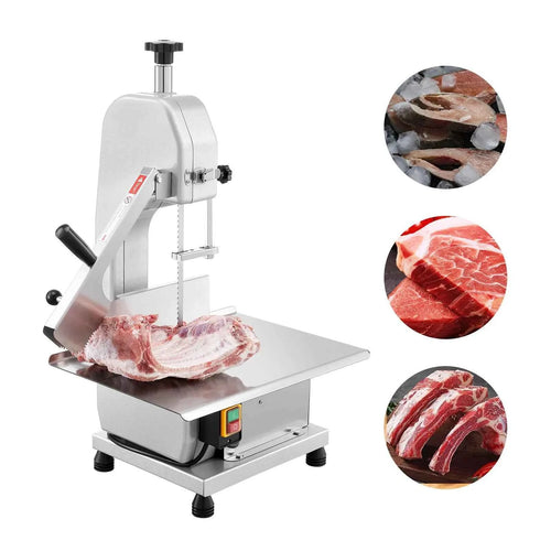 Amocart Commercial Electric Meat Bandsaw 650W 1800W Stainless Steel Countertop Bone Sawing Machine Frozen Fish Cutter for Pork