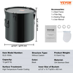 Amocart 10 Gal Fryer Grease Bucket Carbon/Stainless Steel Rust-Proof Coat Transport Container Lock Clips Filter Bag for Hot Oil
