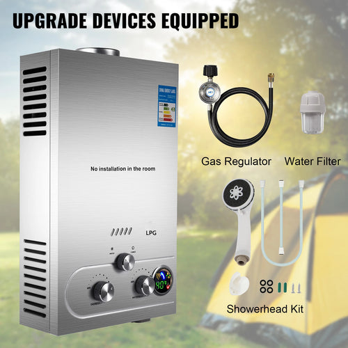 SIHAO 6L-18L Propane Gas Water Heater, Bathroom heating instant, Digital Display Outdoors Water Heater Boiler Car Camping
