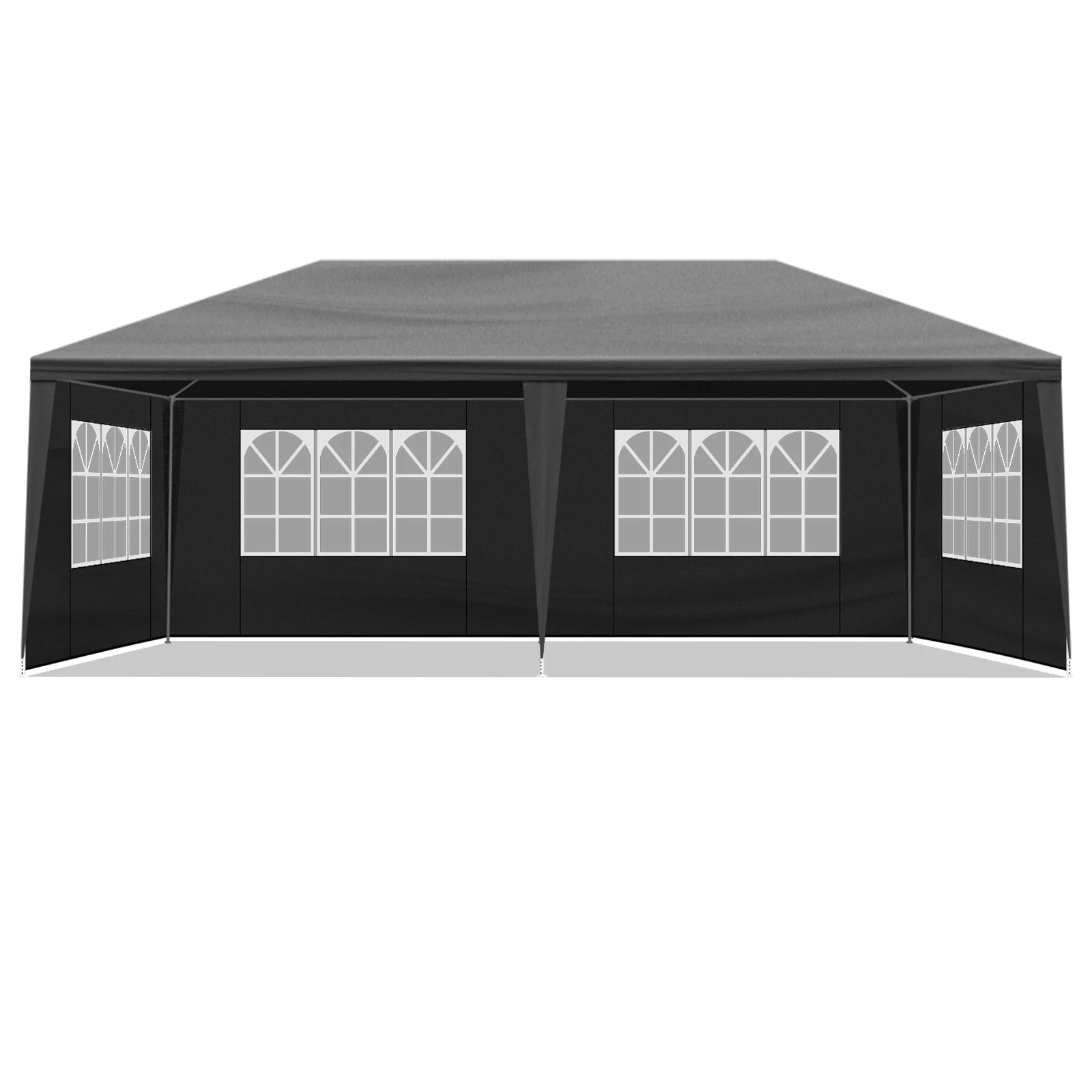 10x20ft Black Pop Up Canopy Tent, 6 Removable Sidewalls with 2 Doors 4 Windows, PE Fabric Heavy Duty Outdoor Gazebo with Powder-Coated Steel Frame for Party Wedding Event