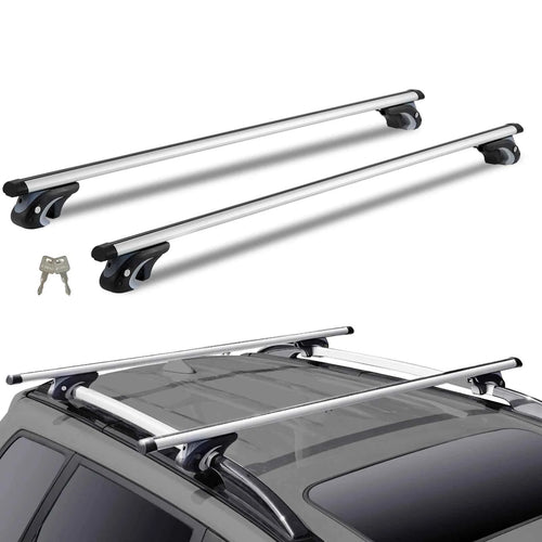 SucceBuy Roof Rack Crossbar Adjustable Aliuminum Roof Rail Crossbar Baggage Luggage Carrier 200 LBS Top Roof Crossbar Silver