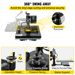 Amocart 2In1 Heat Press Machine 38*38CM Multifunctional 360° Swing-Away Digital Sublimation Printer Transfer DIY T-shirt Cap