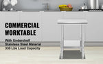 Amocart Stainless Steel Table for Prep & Work Metal Commercial Kitchen Heavy Duty Table with Adjustable Under Shelf and Foot