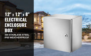 Charger l'image dans la visionneuse de galerie, Amocart NEMA Stainless Steel Enclosure 300x300x200 mm IP66 Waterproof &amp; Dustproof Electrical Junction Box with Mounting Plate
