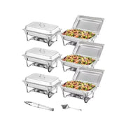 Charger l'image dans la visionneuse de galerie, 【Premium】SucceBuy 8QT Rectangle Chafing Dish 2/4/6 Packs w/ Full Size Pans Buffet Catering Warmer Server Folding Stand Fuel Hold
