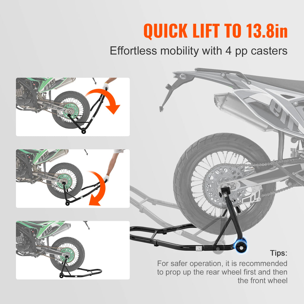 SucceBuy Motorcycle Stand Lift 850lbs Front Rear Combo Stand Lift Front and Rear Wheel Fork Stand Heavy Duty Rear Wheel Stand