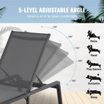 Amocart Chaise Lounge Chair Outdoor Aluminum Patio LoungeFolding Pool Lounge Recliner Full Flat for Patio Beach Pool Dark Grey