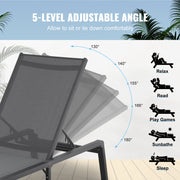 Bild in Galerie-Viewer laden, SucceBuy Chaise Lounge Chair Outdoor Aluminum Patio LoungeFolding Pool Lounge Recliner Full Flat for Patio Beach Pool Dark Grey
