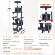 Load image into Gallery viewer, Amocart Cat Tree for Indoor Cats Cat Tower with Cat Condo Sisal Scratching Post HammockTop Perch Jumping Platforms Dark Grey
