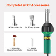 Load image into Gallery viewer, SucceBuy 1600W Plastic Welding Gun Hot Air Plastic Welder Pistol PVC TPO Vinyl Heat Gun Welding Torch Kit W/ for PP/PE/PVC Sheet
