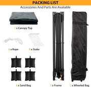 Load image into Gallery viewer, 10x10 FT Pop Up Canopy Tent, Black Heavy Duty Waterproof Gazebo Shelter with Wheeled Carry Bag Portable Instant Sun Shade for Outdoor Parties, Events &amp; Camping,Patio, Garden, Beach
