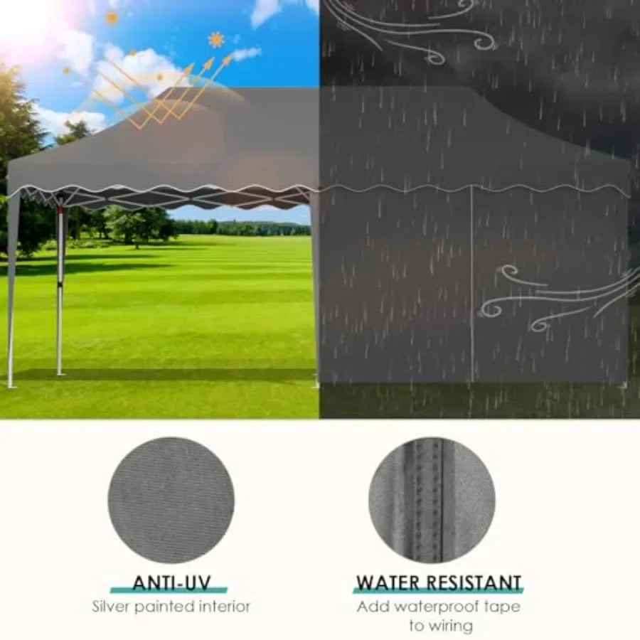 10x20ft Pop up  Tent w/6 Sidewalls Heavy Duty Wedding Party Tent Height Adjustable Large Commercial Gazebo  Sun Protection Shel