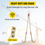 Load image into Gallery viewer, Amocart 5/16"×2' G80 V-Chain Bridle with 2 Legs &amp; 15" J Hooks &amp; T Hooks Industrial Grade Components Adjustable Chain Design
