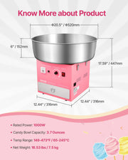 Load image into Gallery viewer, SucceBuy Electric Cotton Candy Machine 1000W Commercial Candy Floss Maker with Stainless Steel Bowl for  Birthday Family Party
