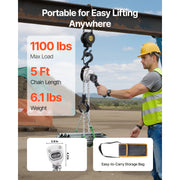 Load image into Gallery viewer, SucceBuy 0.5T/0.25T Manual Lever Chain Hoist 5/10/20 FT Lift G80 Alloy Steel Chain With Dual Pawl Mechanical Brake for Warehouse - AMOCART
